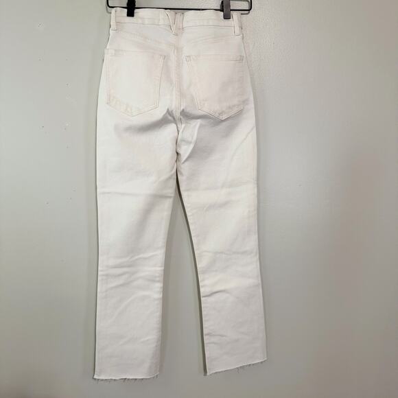 Veronica Beard White Carly Kick Flare High Rise Jeans Raw Hem Stretch Size 27 - Picture 11 of 13